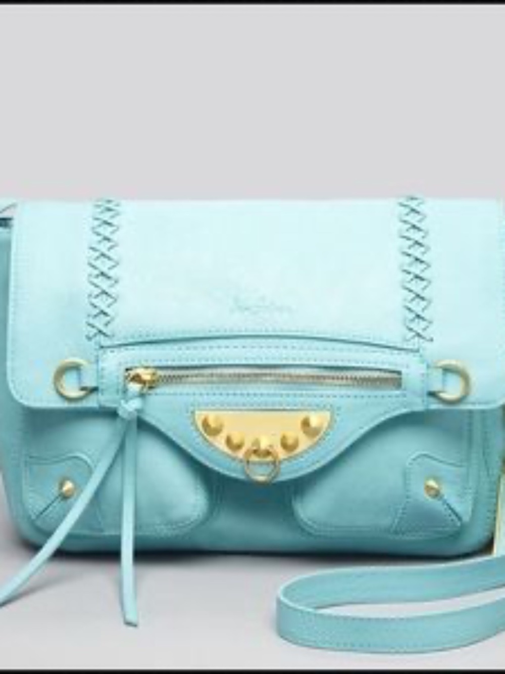 Sam Edelman Alice Shoulder Bag in a vibrant light teal blue hue